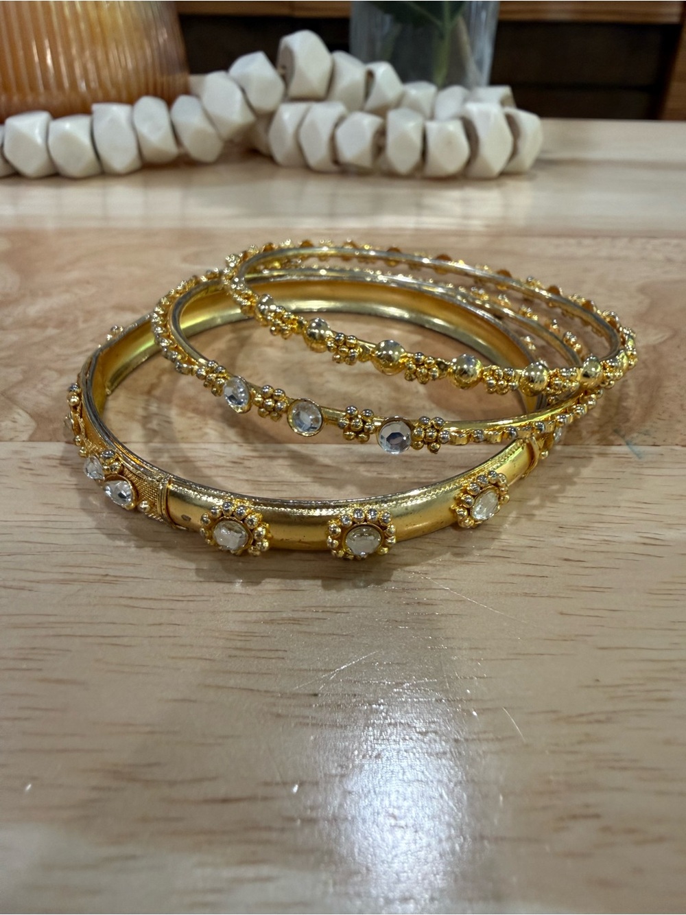 Gold Crystal-Accent Women's Bangle Bracelet Set